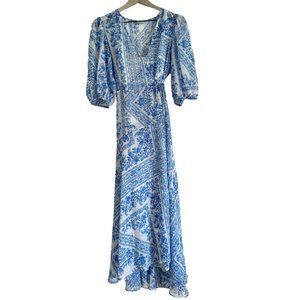 Blue Paisley Calvin Klein Wrap Dress